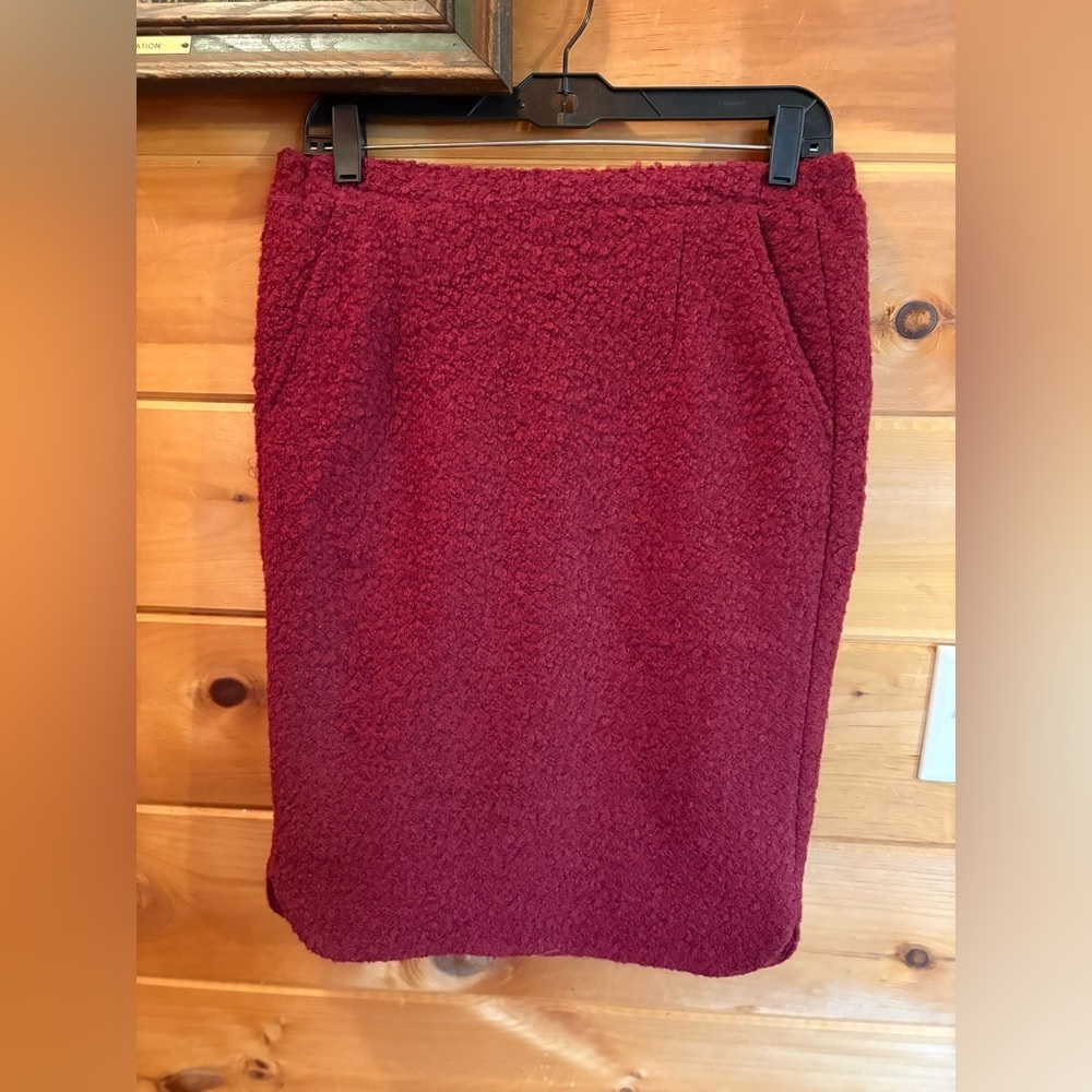 Joe Fresh Deep Red Wool Blend Lined Pencil Skirt size 8 NWT